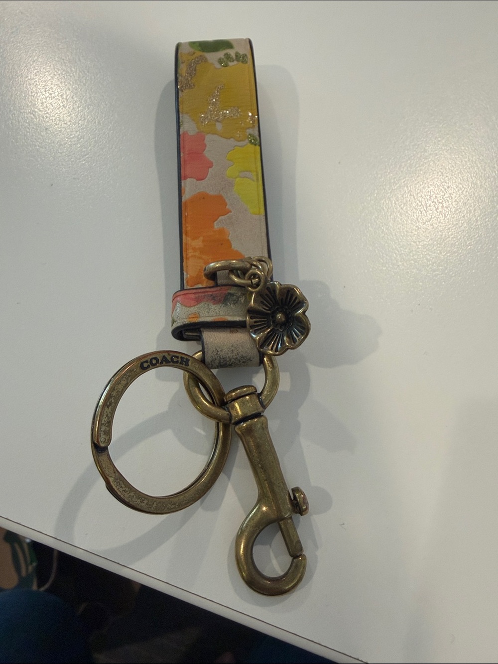 Coach Floral Leather key chain
